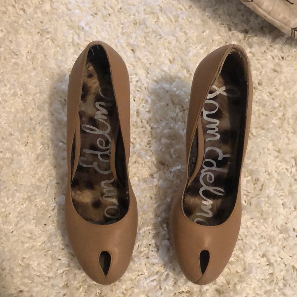 Nude platform heels